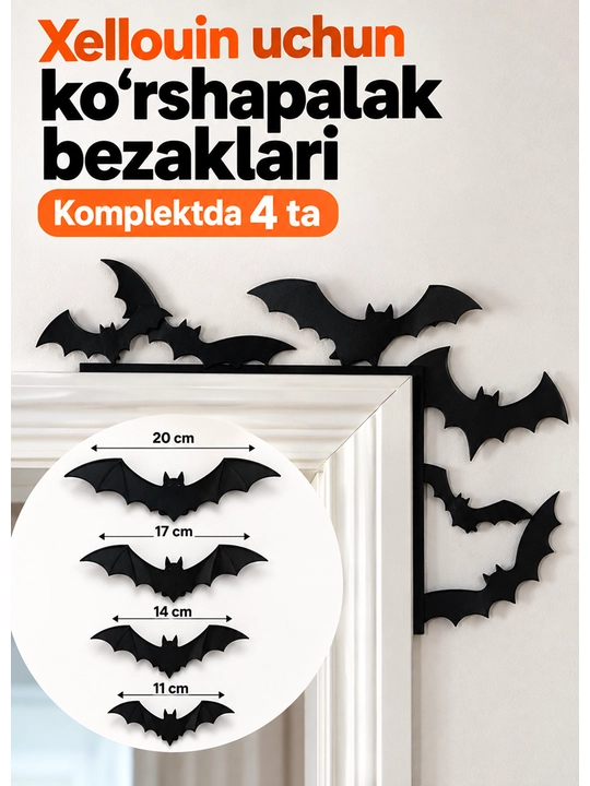 Ko‘rshapalaklar - Eshik burchagi uchun Xellouin bezagi - 