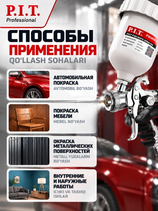 Краскопульт пневматический P.I.T. PSG600-A