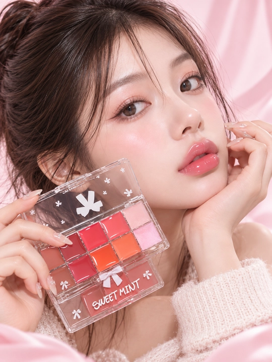Палетка блесков для губ Sweet Mint, 10 оттенков, увлажняющая, глянцевый эффект