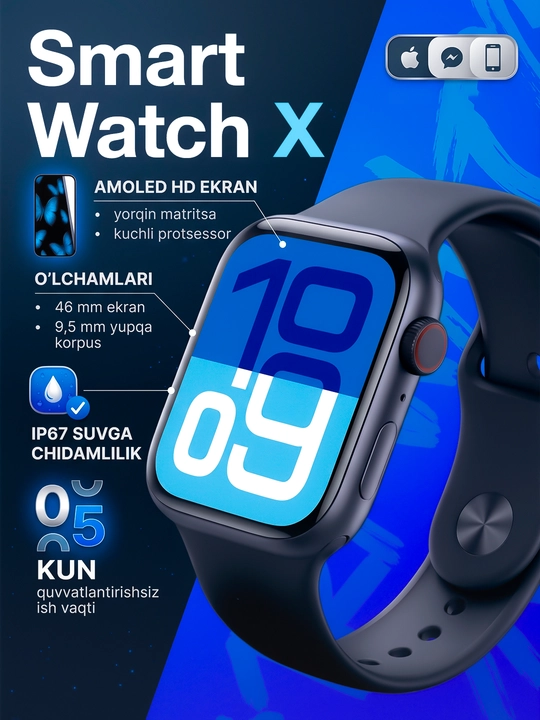 Smart Watch 10 series, aqlli soat, erkaklar va ayollar uchun - 