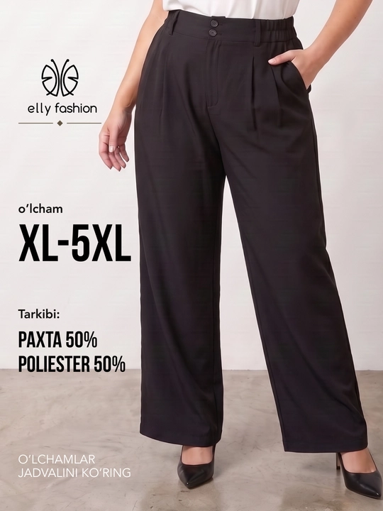 Ayollar palazzo shimi, keng, baland belli, klassik uslubda — ELLY FASHION - 