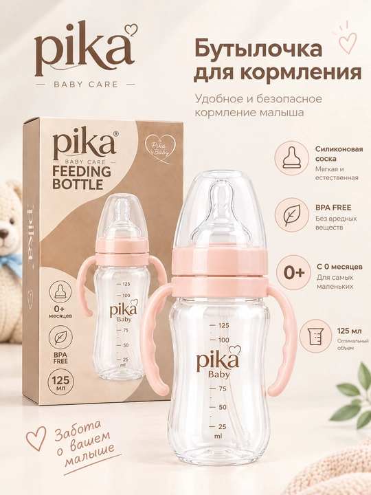 Chaqaloqlar uchun emizish idishi Pika Feeding Bottle - 