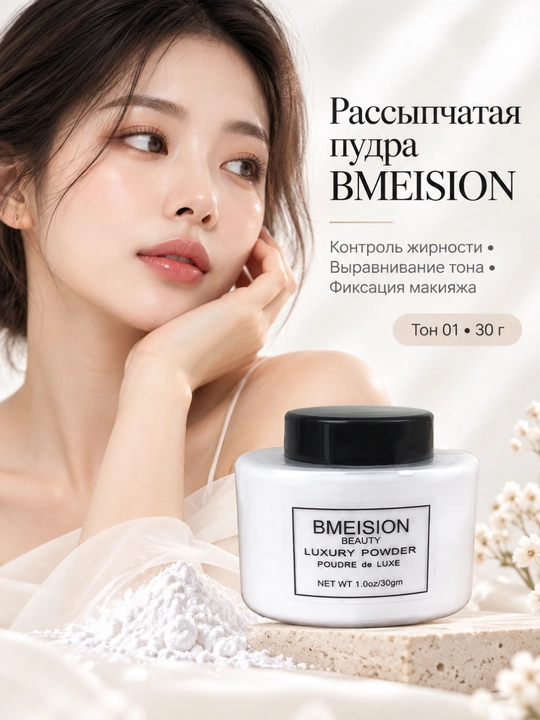 Рассыпчатая пудра для лица BMEISION, фиксирующая макияж, 30 г - 