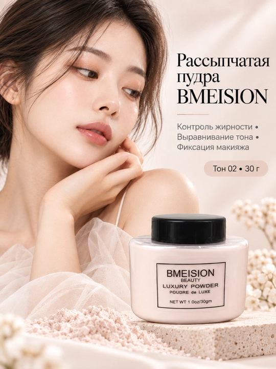 Рассыпчатая пудра для лица BMEISION, фиксирующая макияж, 30 г - 
