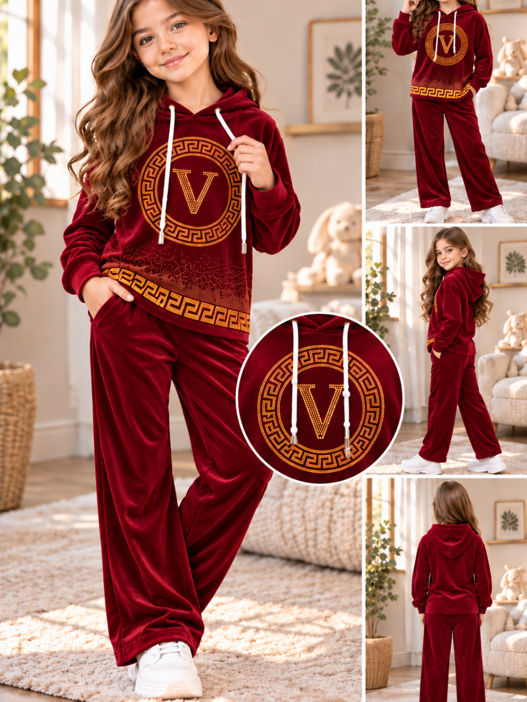 Qizlar uchun velyur matolik ikkitalik toʻplam Qiz bolalar uchun velur,yumshoq velyur kiyim