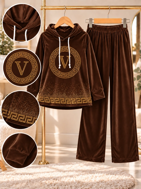 Qizlar uchun velyur matolik ikkitalik toʻplam Qiz bolalar uchun velur,yumshoq velyur kiyim - 