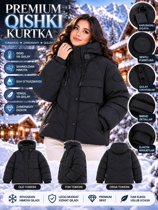 Issiq, zamonaviy va qulay ayollar kurtkasi, sovuq kunlar uchun ideal - 