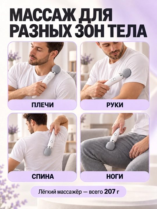 Bo‘yin, yelka, bel, oyoq va qo‘llar uchun mini elektr massajyor – USB orqali quvvatlanadi
