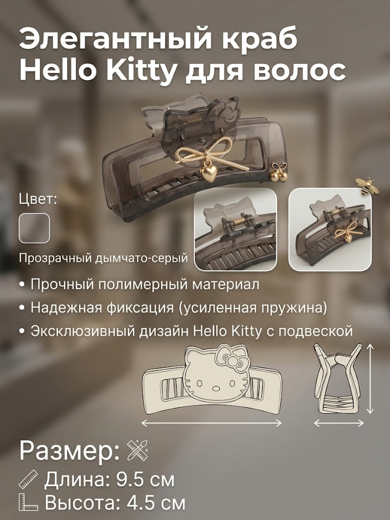 Soch uchun krabik zakolka, zamonaviy va mustahkam soch qisqichi - 