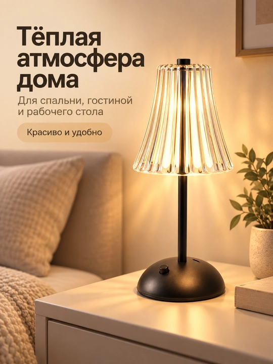 Stol usti LED chiroq, sensorli boshqaruv, 3 rangli yoritish