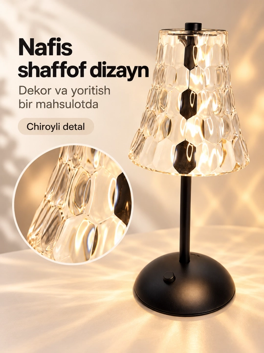 Stol usti LED chiroq, sensorli boshqaruv, 3 rangli yoritish