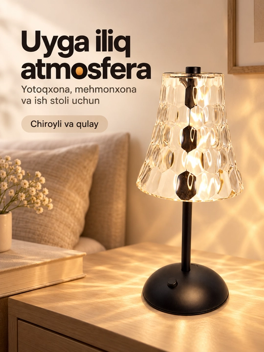 Stol usti LED chiroq, sensorli boshqaruv, 3 rangli yoritish