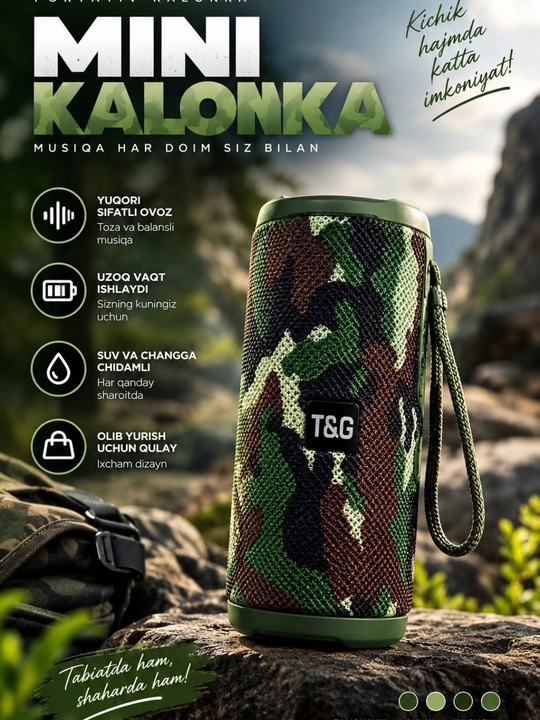 Мини Bluetooth-колонка 2”, мощный бас, аккумулятор 1500 мАч, цветная подсветка - 