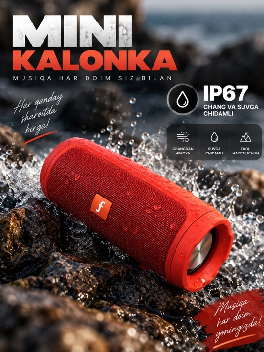 Mini Bluetooth Kolonka 2” Kuchli Bass, 1500 mAh Akkumulyator, rangli yorug‘lik