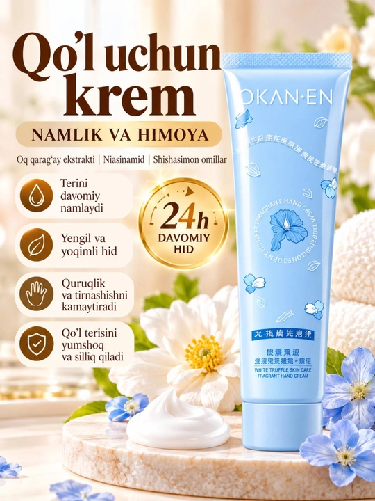 Qo‘l kremi, namlovchi krem, quruq teri, qo‘l parvarishi, yumshatuvchi krem - 
