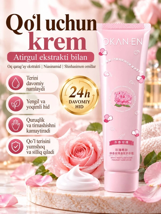 Qo‘l kremi, namlovchi krem, quruq teri, qo‘l parvarishi, yumshatuvchi krem - 