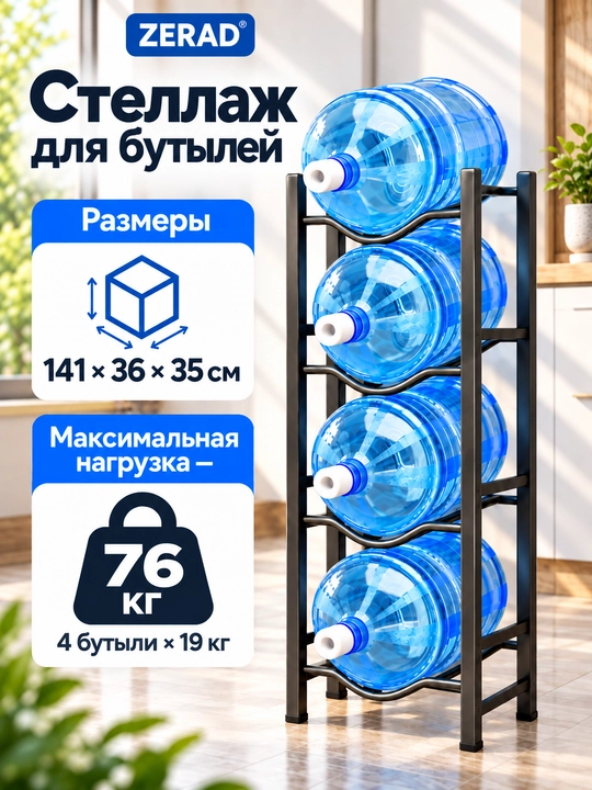 Металлическая подставка для бутылок с водой, 3/4/5 ярусов, для бутылок объемом 19 литров - 