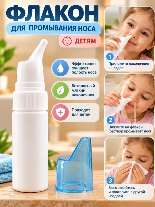 Флакон для промывания носа, многоразовый, для детей и взрослых