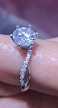 GRA Moissanite 1 karat toshli ayollar uzugi, 925 Proba Sterling kumush uzuk
