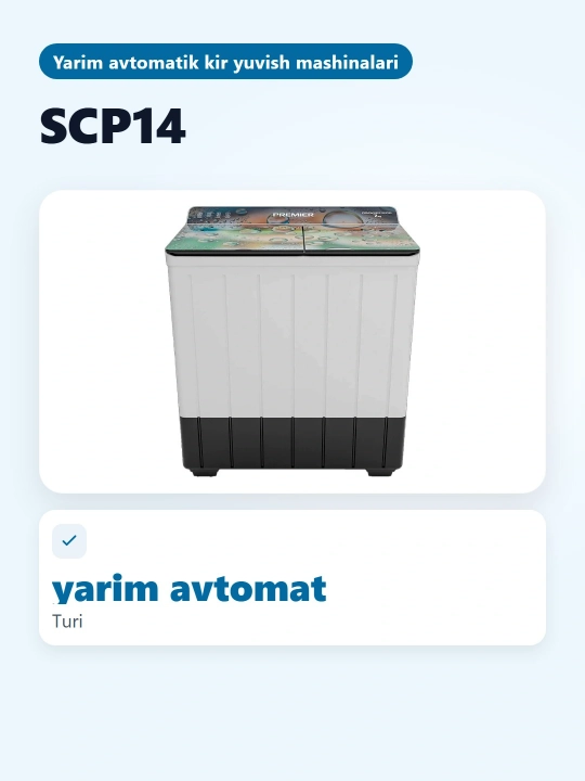 Yarim avtomatik kir yuvish mashinasi PRMWM07-SCP14