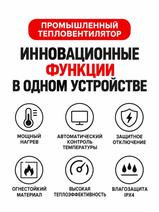 Ventilyatorli sanoat elektr issiqlik to‘pi, 5/9/15 kVt quvvatli, XG-D5 / XG-D9 / XG-D15