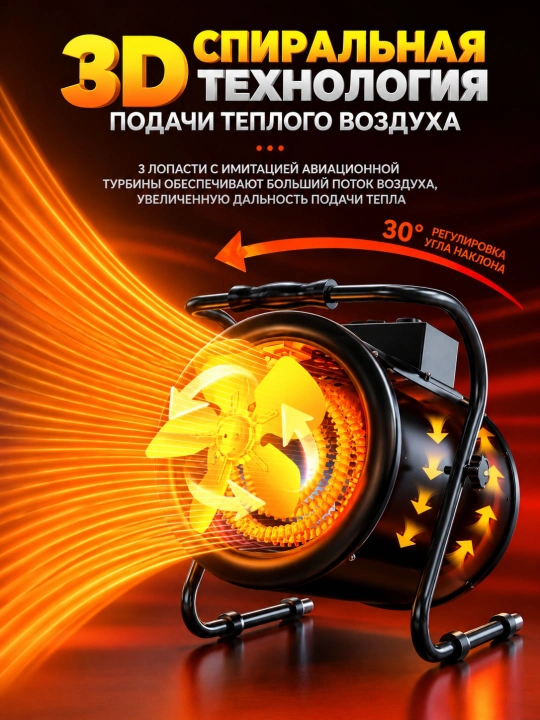 Ventilyatorli sanoat elektr issiqlik to‘pi, 5/9/15 kVt quvvatli, XG-D5 / XG-D9 / XG-D15