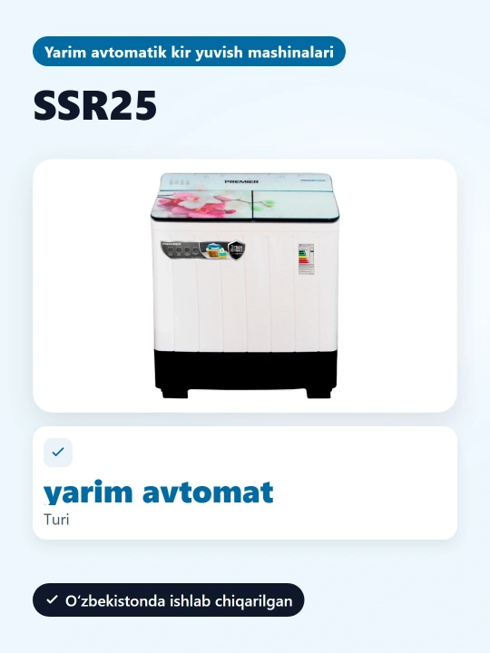 Kir yuvish mashinasi, yarim avtomatik prmwm07-SSR25