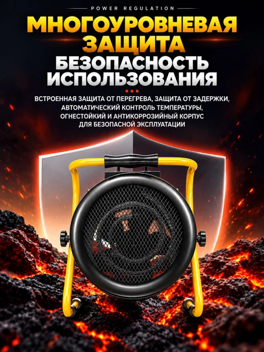 Ventilyatorli sanoat elektr issiqlik to‘pi, 5/9/15 kVt quvvatli, XG-D5 / XG-D9 / XG-D15