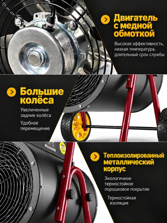 Ventilyatorli sanoat elektr issiqlik to‘pi, 5/9/15 kVt quvvatli, XG-D5 / XG-D9 / XG-D15