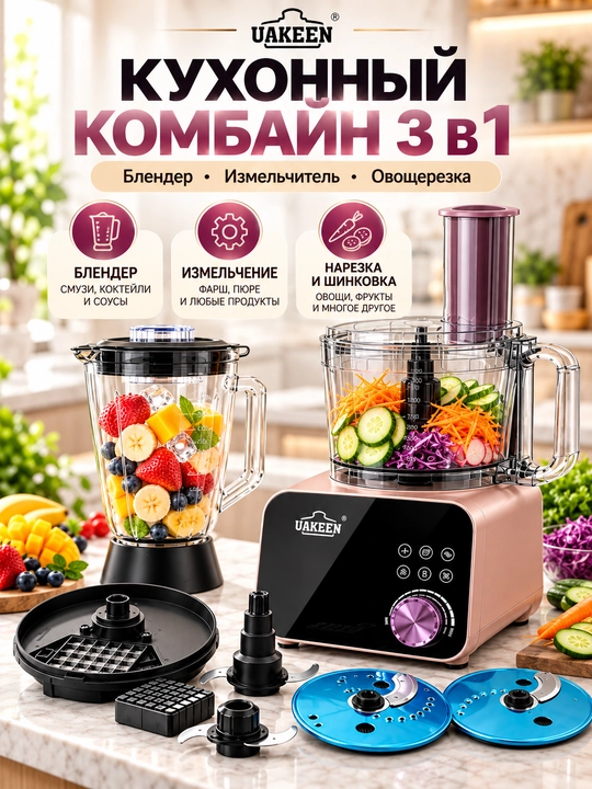 Uakeen elektr sabzavot to'g'ragich oshxona kombayni maydalagich - 