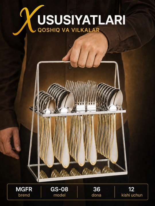 Oshxona anjomlari MGFR GS-08 — qoshiq va vilka to'plami