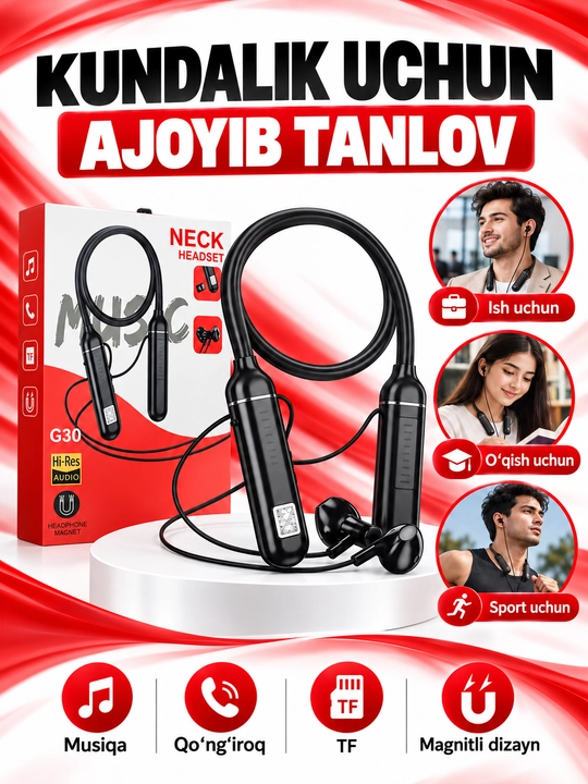 Simsiz quloqchin, bo'yinga taqiladigan Bluetooth naushnik