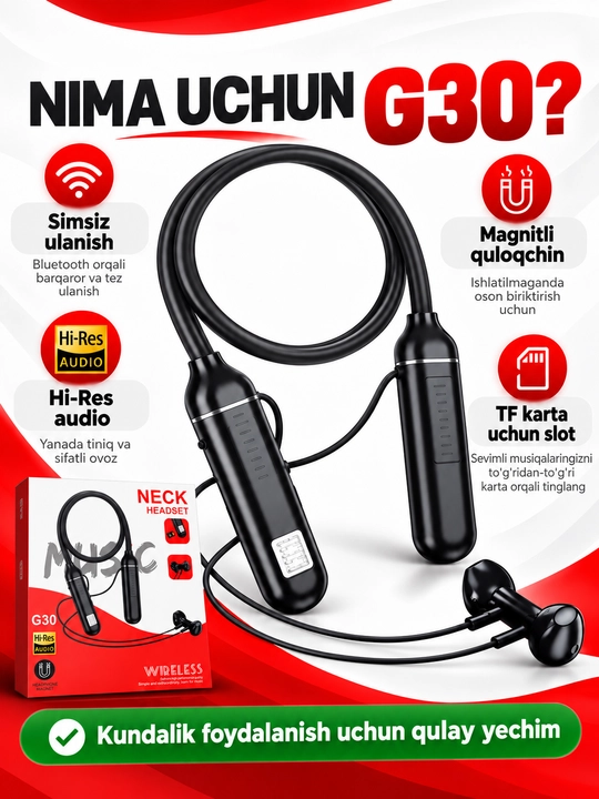 Simsiz quloqchin, bo'yinga taqiladigan Bluetooth naushnik