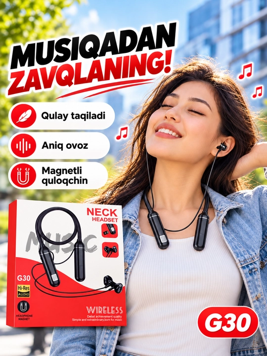 Simsiz quloqchin, bo'yinga taqiladigan Bluetooth naushnik