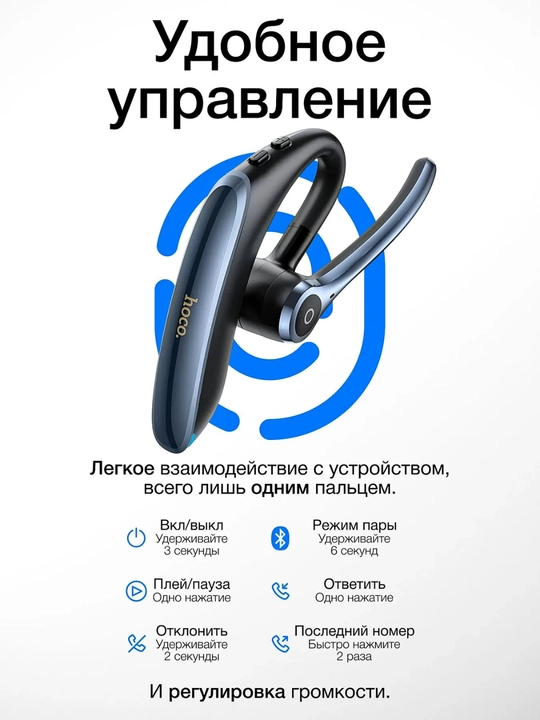 Haydovchilar uchun simsiz quloqchin Hoco E90, Bluetooth 6.0, ENC, 2 mikrofon, 23 soat