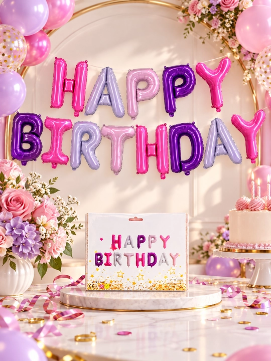 Happy Birthday oltin folgali harf sharlar, tug‘ilgan kun uchun bezak, sharlar to'plami