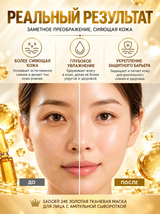 Маска для лица SADOER и BIOAQUA тканевая увлажняющая, 25 г