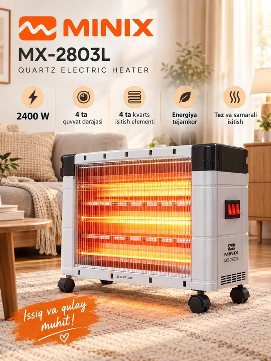 Kvarts isitgich, xona isitgichi, 2400W isitgich, uy uchun isitgich, ofis isitgichi - 