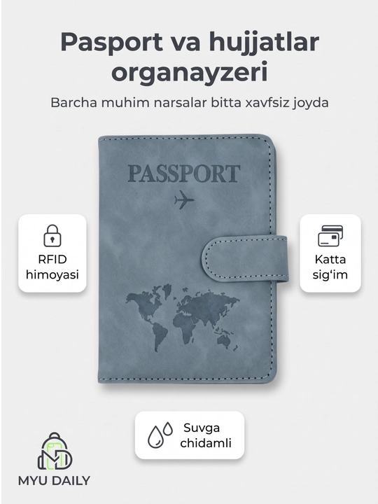 Eco-charm pasport qoplamasi — kartalar va dokumentlar uchun multifunksiyali chexol - 