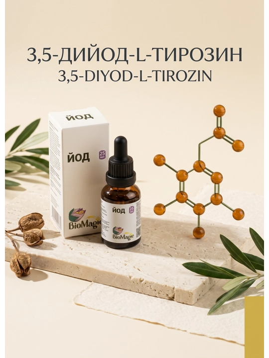 BioMagic Йод 25 мл, жидкий раствор с йодом и L-тирозином