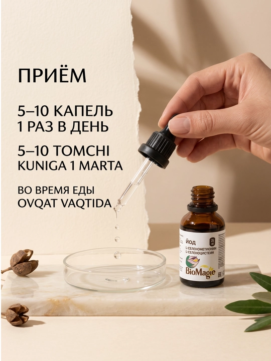 BioMagic Йод 25 мл, жидкий раствор с йодом и L-тирозином