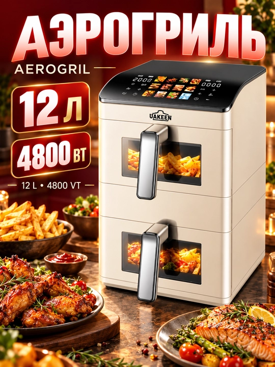 UAKEEN elektr aerogrili (10l, 12l, 14l modellar qatori) - 