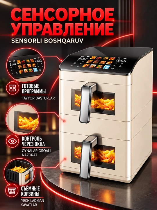 UAKEEN elektr aerogrili (10l, 12l, 14l modellar qatori)