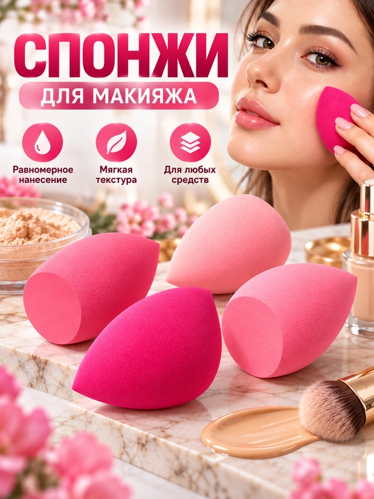 Спонжи для макияжа, спонж, спонж для макияжа, спонжи, для макияжа, 1 штука, 3 штуки, 5 шт - 