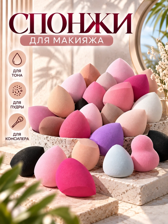 Спонжи для макияжа, спонж, спонж для макияжа, спонжи, для макияжа, 1 штука, 3 штуки, 5 шт