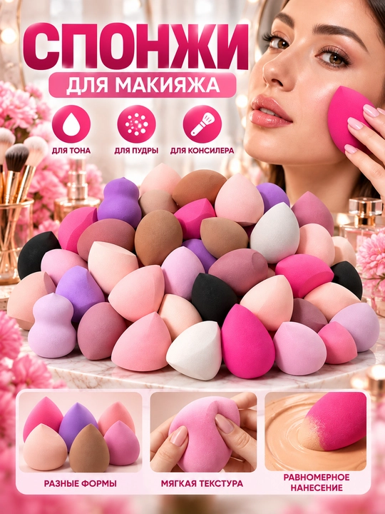 Спонжи для макияжа, спонж, спонж для макияжа, спонжи, для макияжа, 1 штука, 3 штуки, 5 шт
