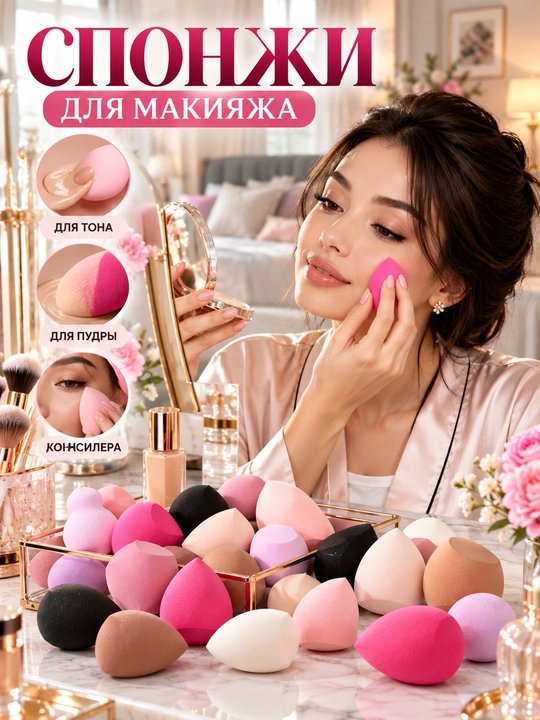 Спонжи для макияжа, спонж, спонж для макияжа, спонжи, для макияжа, 1 штука, 3 штуки, 5 шт