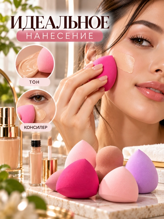 Спонжи для макияжа, спонж, спонж для макияжа, спонжи, для макияжа, 1 штука, 3 штуки, 5 шт