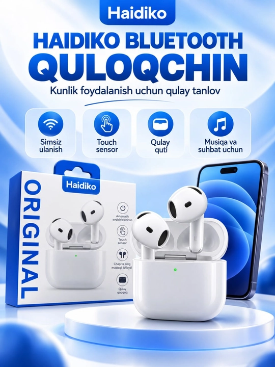 Simsiz quloqchinlar, Bluetooth naushnik Android va iPhone uchun,sensorli boshqaruv bilan