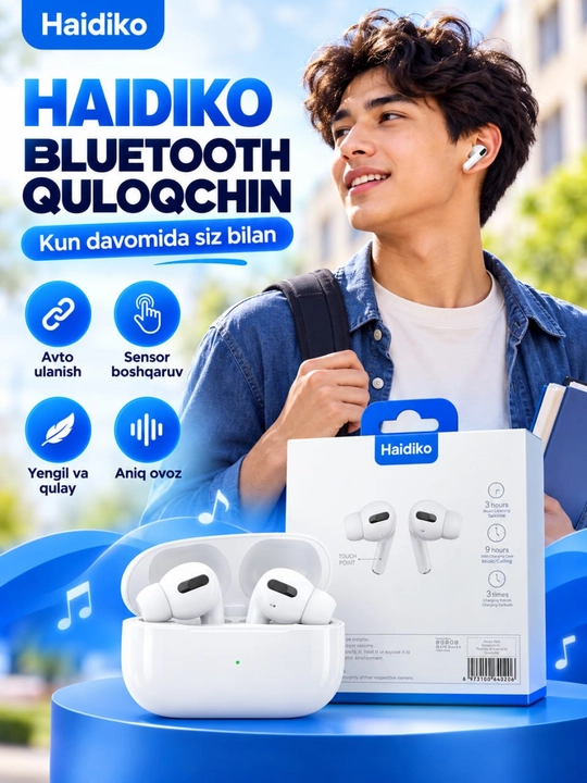Simsiz quloqchinlar, Bluetooth naushnik Android va iPhone uchun,sensorli boshqaruv bilan